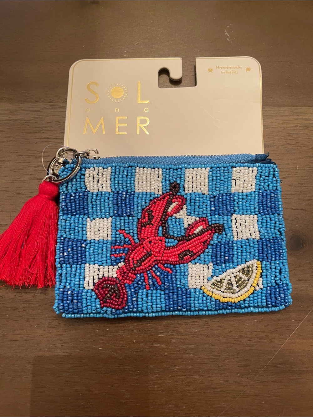 NEW VIRAL Sol & Mer Beaded Lobster Coin Purse - Blue, Red, White